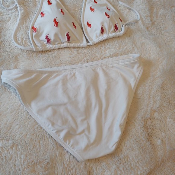 Ralph Lauren Polo Logo Bikini Bathing Suit top and Bottoms blue label - Picture 6 of 12